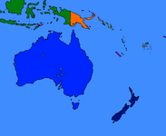 Colored map of Oceania and some of Indonesia by Mason Vank