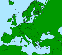 map of Europe in 1914 with black borders and white backround.