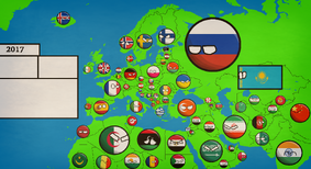 Map of Europe, Most of Asia and North Africa with countryballs made by meme