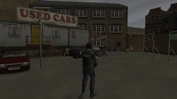 Close-up of the Used Car Yard building.