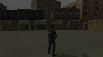 A row of podiums for race rankings at the Used Car Yard seen at the end of a Race.