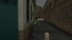 View of the alleyway on Worship Street leading to the back of the Yardie Drug Factory as seen in The Getaway: Black Monday.