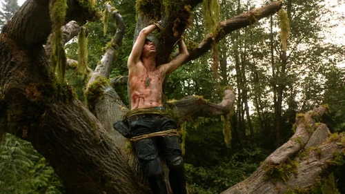 Earth Skills - Jasper is strung up as bait