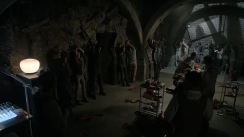Blood Must Have Blood (Part 2) - Delinquents and others chained up in the dorm on Level 5 in Mount Weather