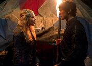 Clarke and Bellamy talking