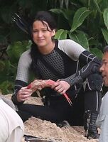 Jennifer Lawrence on set