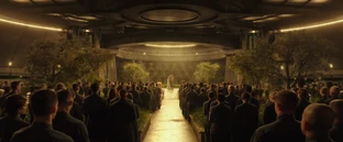 Finnick and Annie's wedding in District 13's underground compound in .