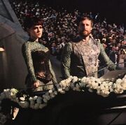Blight and Johanna Mason in the Tribute Parade.