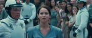 Katniss volunteering for the 74th Hunger Games.