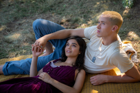 Lucy Gray and Coriolanus at the lake