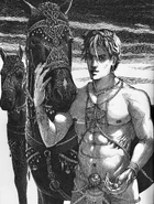 Finnick Odair introducing himself to Katniss before the Chariot rides.