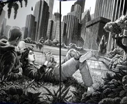 Katniss and Peeta on the roof of the Training Center.