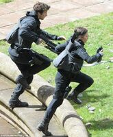 Gale and katniss running