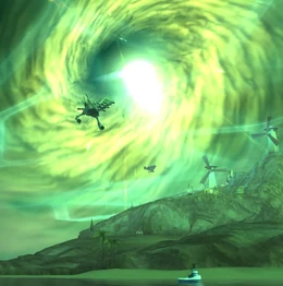 A DomZ serpent arrives on Hillys via a wormhole