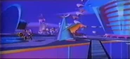 Yogi, Boo Boo and the Guests chase Dastardly and Muttley with Elroy through Orbit City.