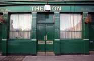 Close up of the frontage of the pub in 1999.