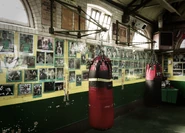 Punch bags hung up at the rear of the club