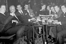Various Firm members in Newcastle in 1964, including left to right: , unknown, , , unknown, , unknown,  and .