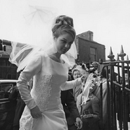 Frances entering the church for her wedding to Reggie Kray 20th April 1965, at St. James's Church in Bethnal Green