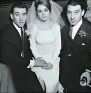 Frances Shea, Reggie Kray and Ronnie Kray at wedding reception in Finsbury Park