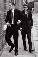 Actor, Paul Anderson (right) portraying Albert Donoghue in the 2015 film, Legend.