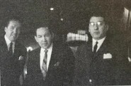 Dickie Morgan and Ronnie Kray in New York with World Featherweight champion Willie Pep who had connections to the mob in NY.