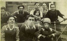 A young McVitie as a speedway rider, 1948 (furthest right).