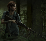 Ellie using a bolt-action hunting rifle.