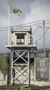 Guard tower by the gates to the stadium compound.