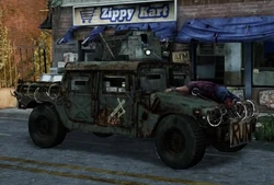 The hunter's Humvee.