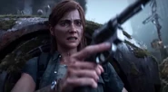 Ellie looks at Joel's revolver.