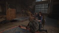 Joel and Ellie fight infected in Jackson.