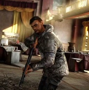 A hunter with a shotgun.