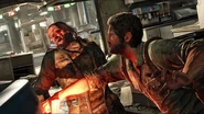 Joel punching a hunter in the face