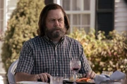 Bill eats dinner with Joel, Tess and Frank.