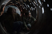 Tess Joel and Ellie hiding