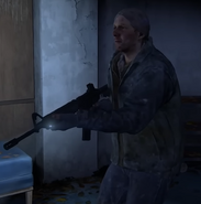 A cannibal with an assault rifle that shot at Joel and Ellie, who can't be seen during normal gameplay.