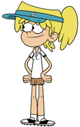 Lori's golf uniform with a light brown skirt