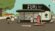 S7E15B Lincoln and Clyde arrive at Flip's Food and Fuel