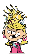 Lola wearing five tiaras