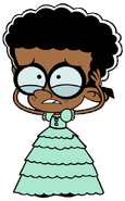 Clyde wearing a light green dress