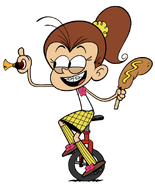 Luan on her unicycle