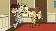 S2E03B Luan and Luna pushing Leni into Linc's room