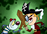 Bessie playing pirates with Happy.