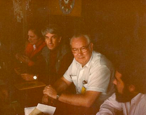 Jacques Vallee (green vest) and John Keel (white shirt), 1985