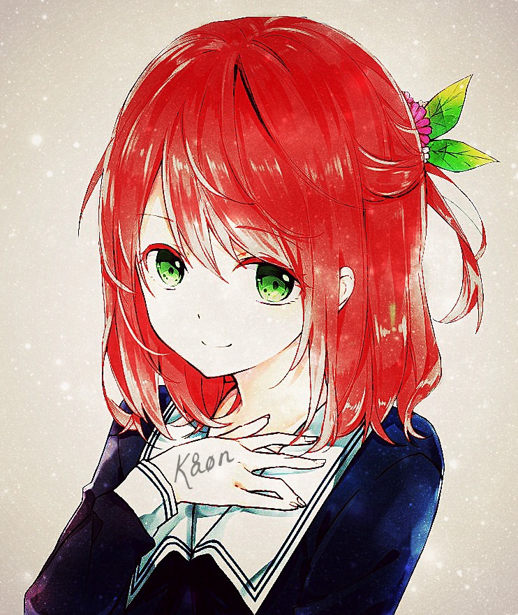 Anime girl with red hair and red eyes