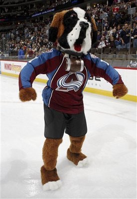 Colorado Avalanche mascot Bernie the St. Bernard in the first