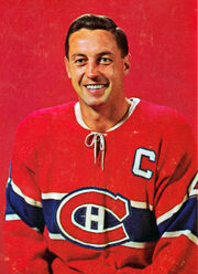 Trading card photo of Jean Beliveau as a member of the Montreal Canadiens.