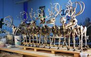 Skeleton reindeer puppets in the model shop