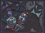 Concept Art of Lock, Shock, and Barrel being terrorized by Oogie